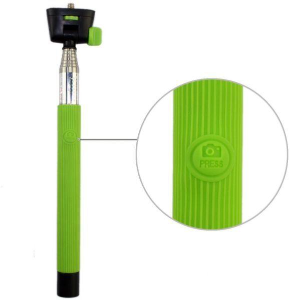 Bluetooth Control Handheld Monopod Selfie Stick Adjustable for iphone 4 4s /5 5s /green