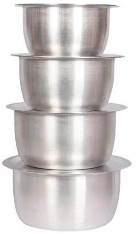 Classic Kitchenware 4 Pcs Set Of Stainless Aluminium Sufuria  With Lids