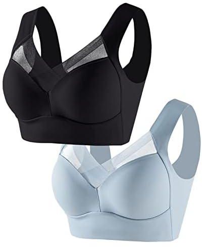 THUCHENYUC 2PCS Fashion Deep Cup Bra, Lace Push Up Wireless Bra For Women Plus Size Full Coverage Seamless Bras (Color : A, Size : X-Large)