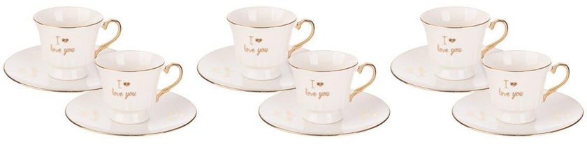 Get Lotus Dream Porcelain Tea Cup Set, 12 Pieces - White Gold with best offers | Raneen.com