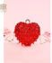 Bling Diamond Crystal Bag For Women Wedding Party Handbag Red Sequins Beading Clutch Heart Shape Chain Shoulder Crossbody Bags