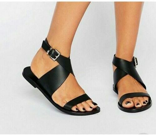 Unique Black Crossed Female Sandals
