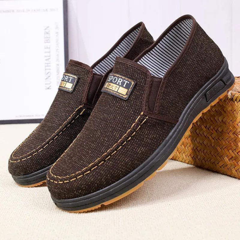 Men's old Beijing cloth shoes boys casual soft soled loafers dads non-slip soled canvas work shoes comfortable driving shoes walking shoes Sports casual shoes