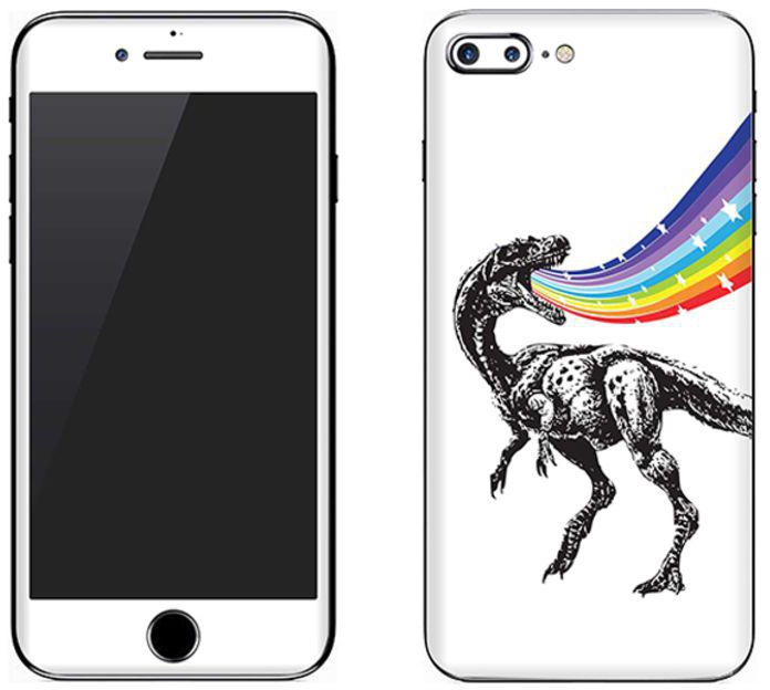Vinyl Skin Decal For Apple iPhone 8 Plus Rainbow Dino