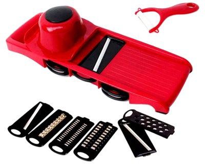 Vegetable And Fruit Slicer With Replacement Blades And Peeler Red/Black