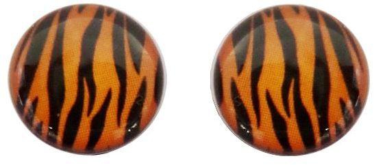Orange Zebra Print Button Earrings