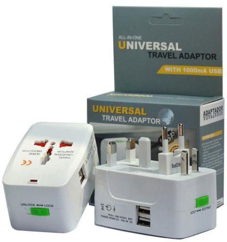 Generic Universal Travel Adapter With 2 USB Ports EU AU US UK