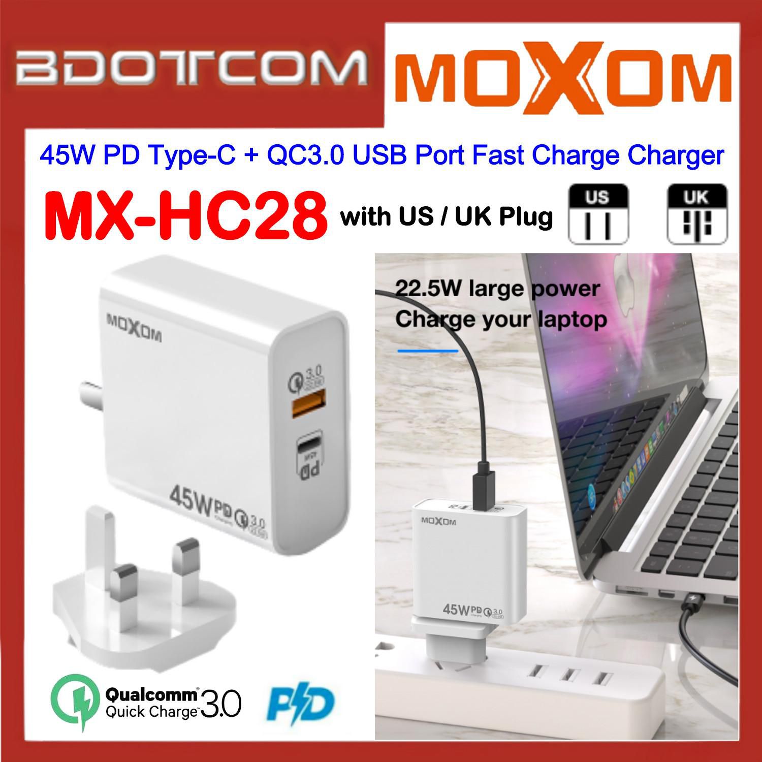 Moxom MX-HC28 Single USB Wall Charger with US Plug+UK Plug for Samsung
