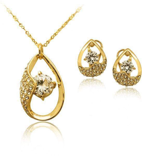 Zaania 18K Yellow Gold Plated Austrian Crystal & Zircon Jewelry Set Yellow MA-284