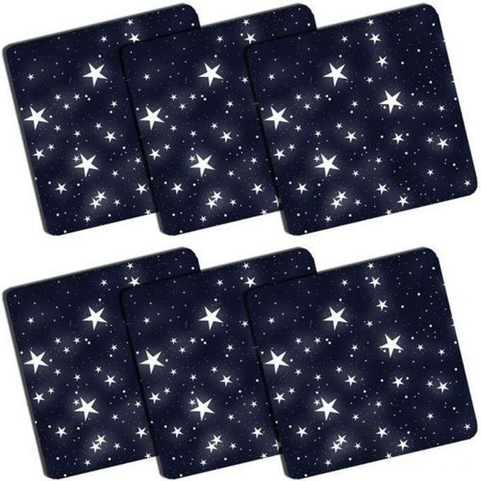 6 Blue Galaxy Stars Coaster For Coffee Mug - 9*9 Cm - 6 Pcs