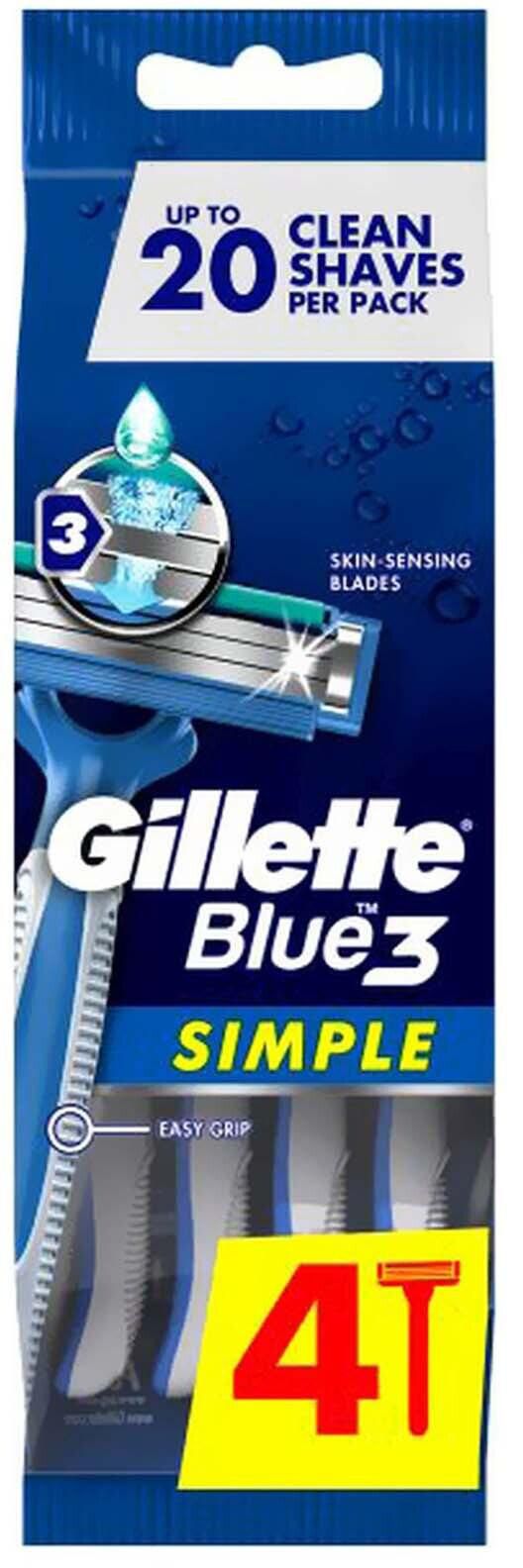 Gillette blue3 disposable razor x4