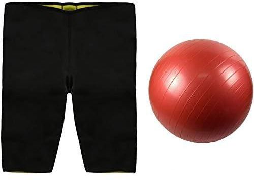 one year warranty_Hot Slimming Short 5Xl, Black - Mf167-Bla1 with Yoga and Gym Ball, Size 65 cm, Red - SP64-2