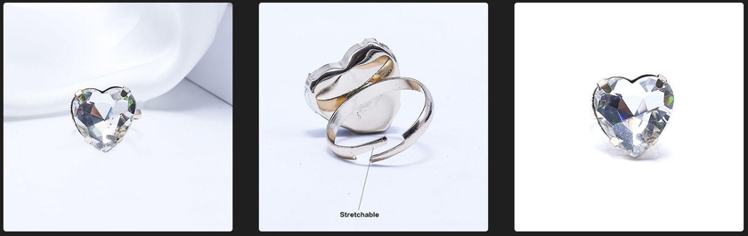 Ring Women With Stone Decorated With A Crystal Heart, Free Size, Transparent