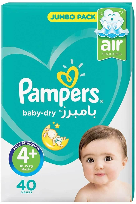 Pampers Baby-Dry Diapers Size 4+ Maxi Plus Value Pack 40 diapers