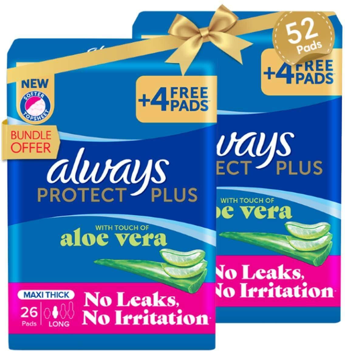 Always Protect Plus Pads with Touch of Aloe Vera - Long - Maxi Thick - 52 Pads