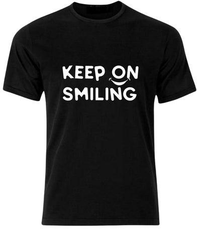 Keep On Smiling Graphic Crew Neck Casual Slim-Fit Premium T-Shirt Black