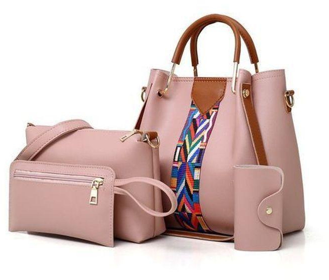Fashion 4pcs Ladies Handbags Shoulder Bag Purse Set - Pink