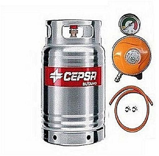 Cepsa Stainless 12.5kg Gas Cylinder+HoseClip,Meter Regulator