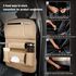 Car Backseat Organizer with Tablet Holder, 8 Storage Pockets PU Leather Seat Back Protectors Kick Mats for Kids Car Snack Organizer with Foldable Table Tray, Tissue Box (Brown) 1PCS