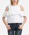 Belle Back Buttoned Ruffle Top - White