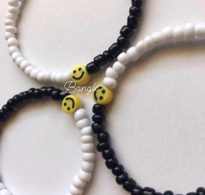 Fashion Rubber Stick 3pcs Black & White Bracelet