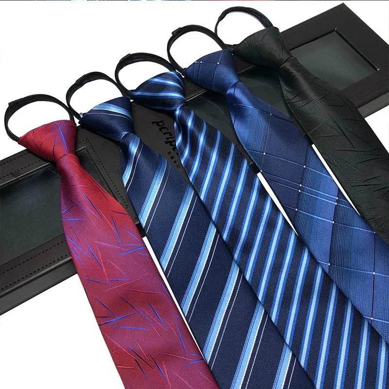 Men's ZIPPER TIE easy to pull stripe business professional dress convenient  Neckties