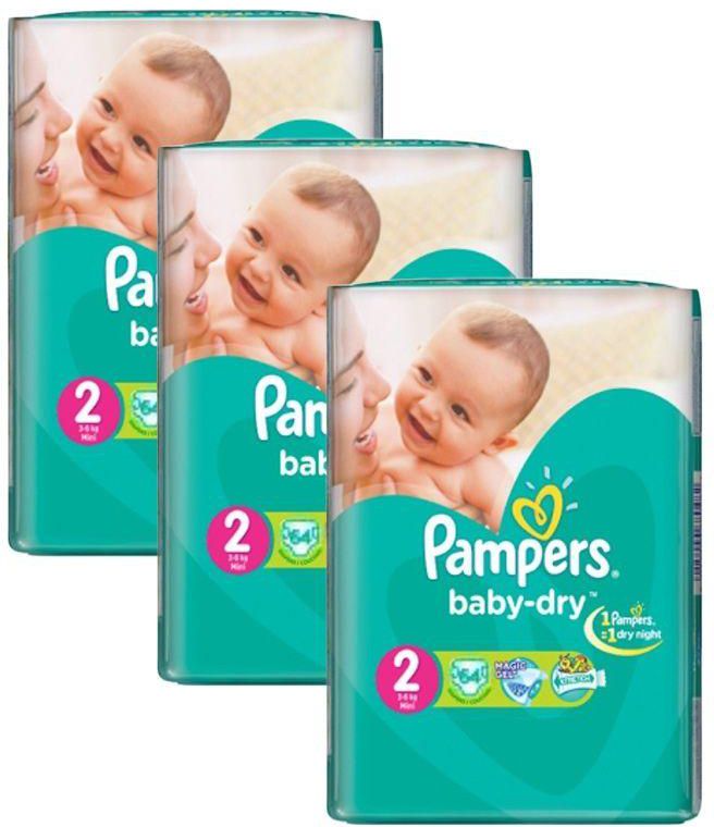 Pampers Baby Dry Diapers - Size 2 - 3 Packs - 192 Pcs