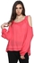 Off-shoulder lace top Pom pom detail - Long sleeves -W.RED