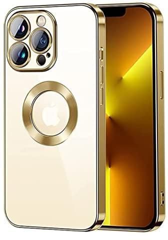 Soft TPU Logo Gold with Lens Protection Frame Back Cover for iPhone 14 Pro Max (6.7 in) Gold