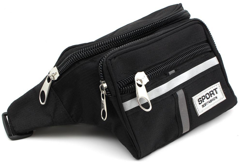 Sport Black Waist Bag For Unisex