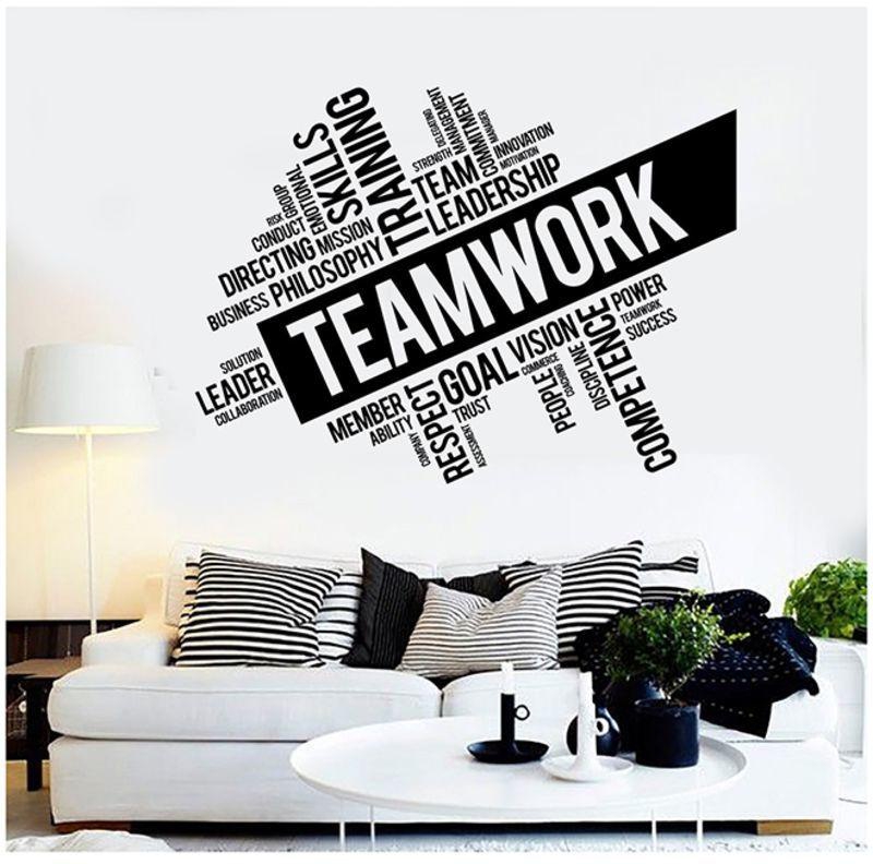Spoil Your Wall Team Work Quoted Waterproof Wall Sticker Black 90x60cm