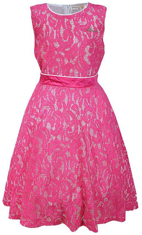 Girls Sleeveless Lace Dress - Pink