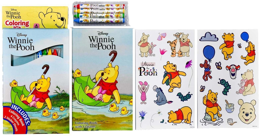 Disney Winnie The Pooh Colouring Kit With Colouring Book, 4 Crayons And 2 Sticker Sheets