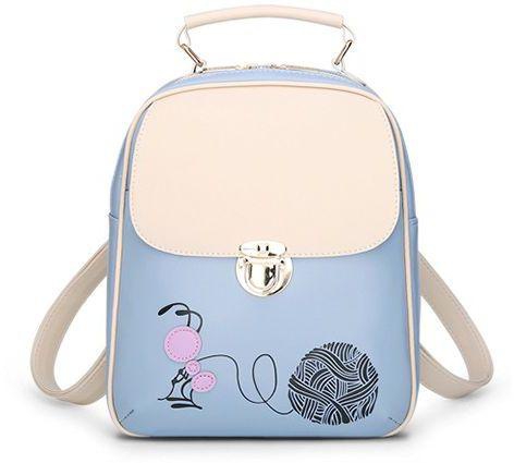 Women leisure fashion leather blue Backpack School Bag travel bag YY42