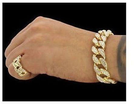 Cuban Gold Hand Chain And Ring