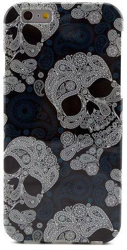 Soft TPU Cover for iPhone 6 4.7 inch - Black and White Flowered Skull Heads IMD