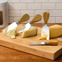 طقم سكاكين الجبن من فريسكارو، صنعت من الستانلس ستيل لتقطيع الجبن لشرائح مع مقبض من خشب الخيزران، 4 قطع