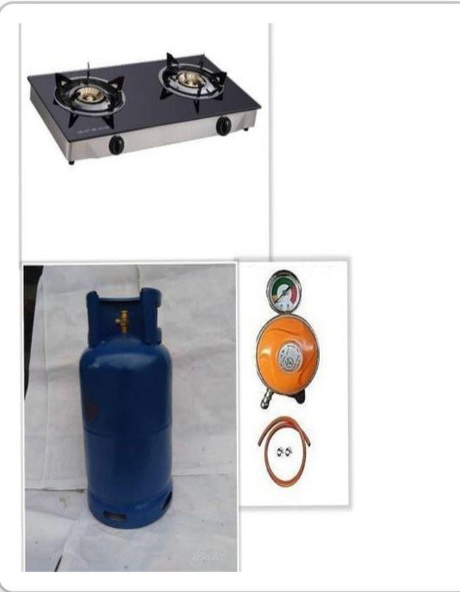 Universal Double Burner Glass Tempered Gas Cooker + 12.5Kg Empty Cylinder + Regulator + 4 Yards Hose