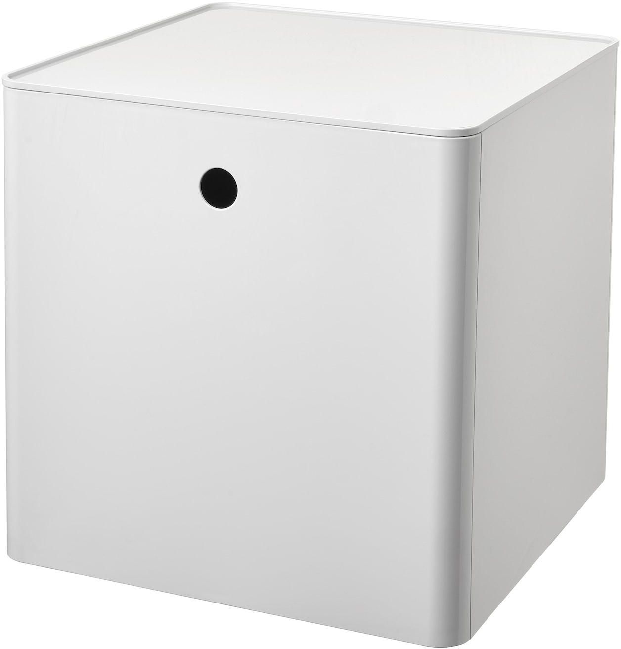 KUGGIS صندوق تخزين مع غطاء - أبيض ‎32x32x32 سم‏