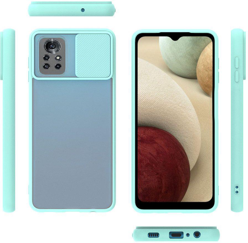 Silicone Slim Back Cover with Slide Camera Shield for Huawei Nova 8 Pro - Transparent & Light Green