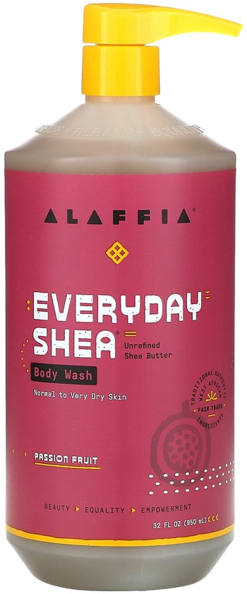 Alaffia‏, Everyday Shea، غسول الجسم، زهرة الآلام، 32 أونصة سائلة (950 مل)