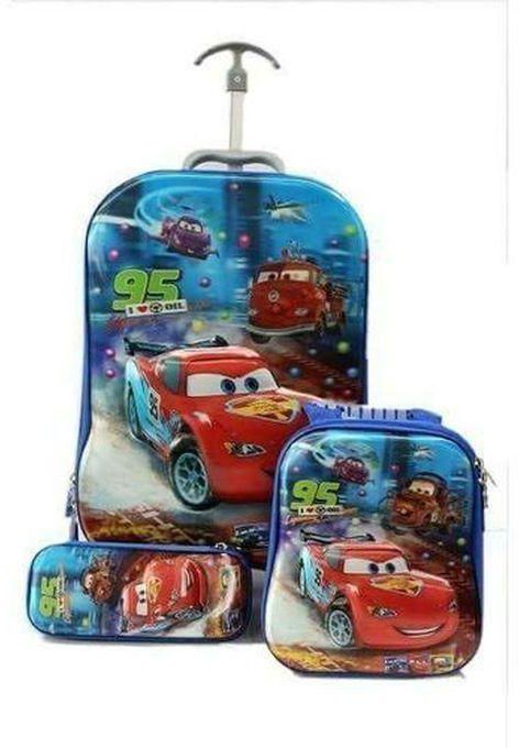 Boys Character Trolley School Bag Set 3 IN 1 CAR RACE