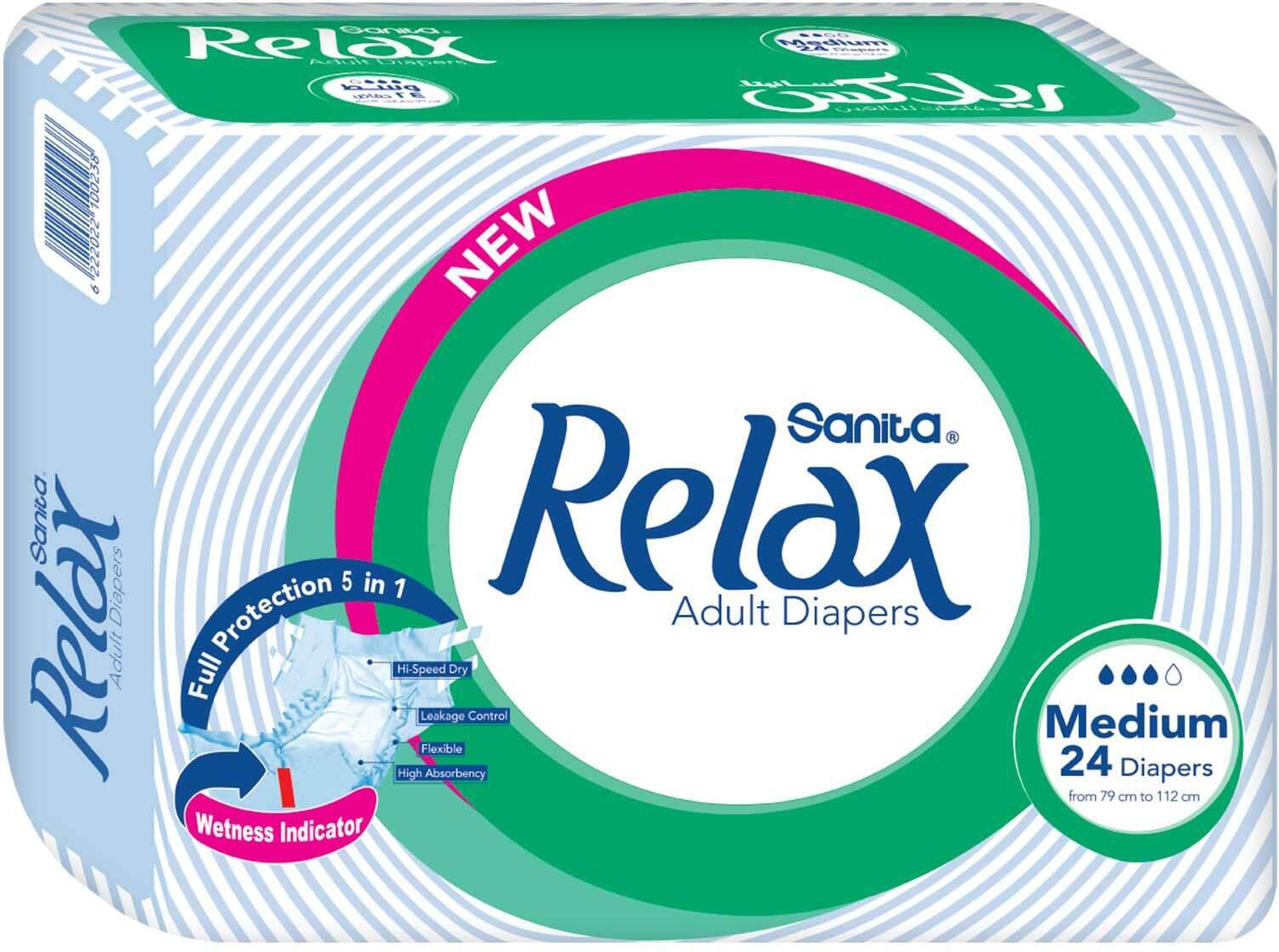Relax Adult Diapers, Medium - 24 Diaper