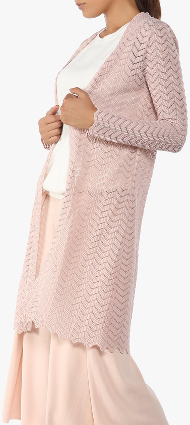 Dusty Pink Long Crochet Jacket