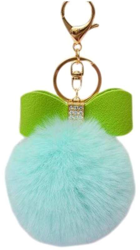 Pendant For Car Or Bag With Pom Pom Bow-Knot Design Keychain