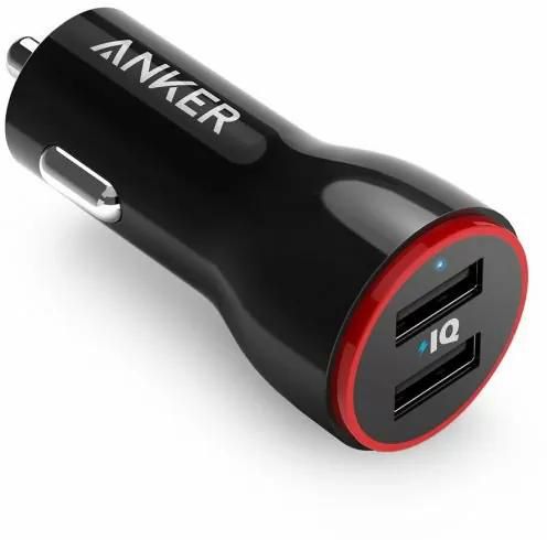Anker PowerDrive 2 – 4.8A / 24W 2-Port USB Car Charger with PowerIQ – A2310 – Black