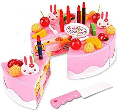 Generic Skeido Plastic Kitchen Cutting Toy Birthday Cake Pretend Play Food Toy Set For Kids