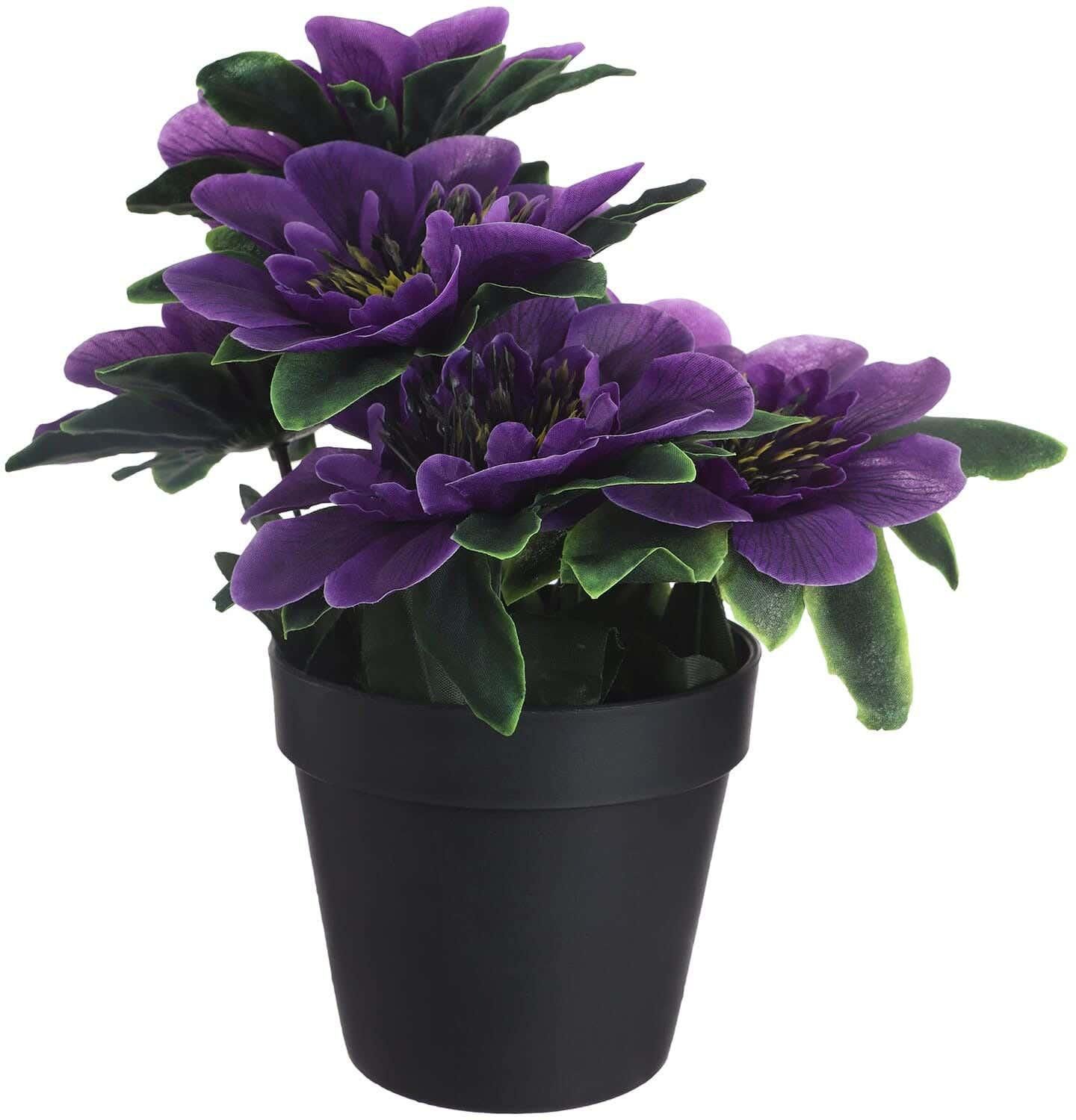 Get Plastic Round Vase With Flowers, 12 Cm - Purple with best offers | Raneen.com