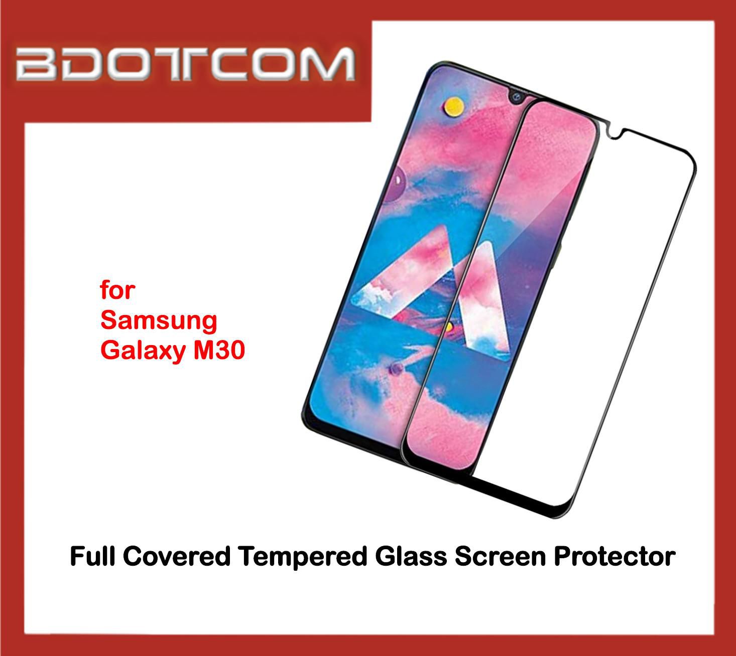 Bdotcom Full Covered Glass Screen Protector for Samsung Galaxy M30 (Black)