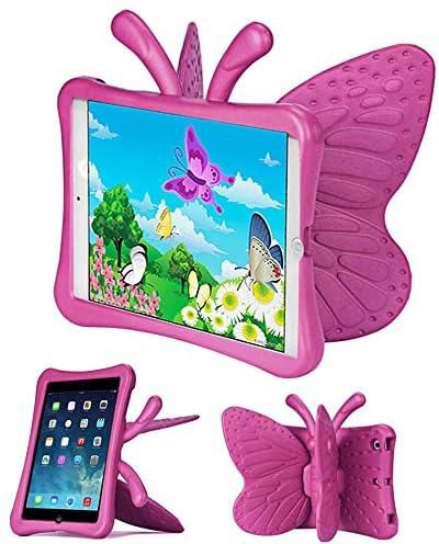 iPad Mini Case, Shockproof Butterfly Stand Kid-Proof Kids Case Cover for Apple iPad Mini 4 / Mini 3 / Mini 2 / Mini 1, Rose Red